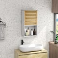 Miniatyrbild 2 av 6: Rootz vägghylla med bambustörr - Badrumsförvaring - Space Saver Cabinet - Optimera utrymme - 40b x 20t x 70h cm
