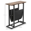 Miniatyrbillede 3 af 7: Rootz Sidebord - Sengebord - Sofabord - smalt design - Med stofpose - Stål - Mørkebrun + Sort - 49 x 19 x 55cm