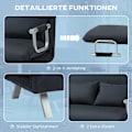 Miniatyrbillede 5 af 11: ROOTZ 2 -SEATER SOFA BED - KONVERTIBELSE SOCIE - SLEEPER SOFA - 5 -vejs justerbar komfort - 111x80x78 cm - sort efterligning, stålramme, puder inklude