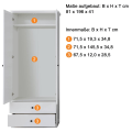 Miniatyrbillede 3 af 5: Rootz garderobeskab med kommode - Skabe - Hvid - 177 x 196 x 41 cm