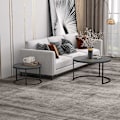 Miniatyrbild 2 av 10: Rootz 2 Set soffbord - Sidobord - Sofatisk - Spacebesparing - 78,5x78,5x46,5cm & 59x59x36,5cm - grå metallram
