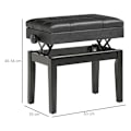Miniatyrbillede 3 af 5: Rootz klaverbænk - Elegant design - Skjult - Sortmalet træ - Opbevaringsskammel - Justerbar sædehøjde - Kunstlæder - Sort - 63L x 35W x 46-56H cm