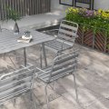 Miniatyrbillede 4 af 7: Rootz Havemøbelsæt - Udendørs siddepladser - Vejrbestandig - Spisebord og seks lænestole - Metalpladedesign - Stål - Lysegrå - 150 x 80 x74 cm