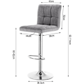 Miniatyrbillede 3 af 6: Rootz Højdejusterbar barstol - Bordskammel - Drejestol - Forkromet holdbarhed - Ergonomisk design - Gulvbeskyttelse - 44cm x 38cm x 92-114cm