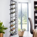 Pikkukuva 6 / 7: Rootz seinähylly metalli musta 36x150x8 cm iso 8 pullolle - Design seinähylly keittiöön - Pulloteline Ripustettava Kapea Seinäasennus