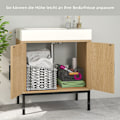 Miniatyrbillede 5 af 10: Rootz badeværelse skab - Boho Design - Sink Storage Unit - Rattan Elements - Passer under vask - Brun - 60x39x60 cm