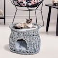 Miniatyrbillede 1 af 11: Rootz Cat House - Grå - Plys, bomuld, flet - 22,04 cm x 14,57 cm x 15,75 cm