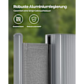 Miniatyrbillede 5 af 8: Rootz tilbagetrækkeligt sidefortelt - Udendørs baldakin - Solsejl - Aluminiumslegering - Vandafvisende stof - 2m x 3,5m - Grå