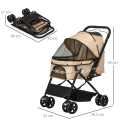 Miniatyrbillede 3 af 7: Rootz Folding Dog Buggy - Kæledyrsklapvogn - 1 kurv - 2 bremser - Inklusiv sikkerhedssnor - Lysebrun - 76,5 cm x 52 cm x 95 cm