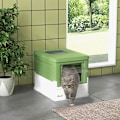 Miniatyrbild 2 av 10: Rootz Modern Cat kattsandlåda - Button-In-design - Hygienisk och rymlig - Ströskopa ingår - Vit+grön - 47,5 cm x 35,5 cm x 36,7 cm