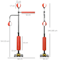 Miniatyrbillede 3 af 7: Rootz-boksestativ - To Speedballs - Roterende boksestang - Kick Pad - Højdejusterbar - Stål - Sort/Rød/Hvid - 84 x 36 x 140-205 cm