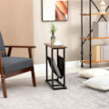 Miniatyrbild 6 av 7: Rootz sidobord - Sängbord - Soffbord - Smal design - Med tygpåse - Stål - Mörkbrun + Svart - 49 x 19 x 55cm