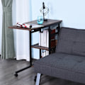 Miniatyrbild 5 av 5: Rootz sidobord på hjul - 4 hyllor - Justerbar i höjdled - Soffbord - E1 spånskiva - PP Plast - Svart - 80L x 40W x 72-82H cm