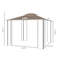 Pikkukuva 3 / 8: Rootz Gazebo - Puutarhapaviljonki - Puutarhateltta - Juhlateltta - Hyönteisverkot ja kulmahyllyt - Metalli/polyesteri - Ruskea/Beige - 3,7 x 3 m