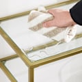 Miniatyrbillede 5 af 7: Rootz Gold konsolbord - metalglas entrébord - sofabord - 20 kg Max belastningskapacitet - 100 cm x 35 cm x 80 cm