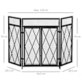 Miniatyrbillede 3 af 6: Rootz Spark Protection Grille - Pejsskærm - Brandskærm - Foldbar - 3-delt design - 120 cm x 79 cm - Sort metal