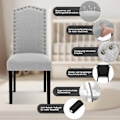 Miniatyrbild 5 av 7: Rootz Set med 4 matstolar - Högryggsstolar - Massivträstolar - Ergonomisk design - Hållbar konstruktion - Golvskydd - Linne ljusgrå - 47cm x 103cm x 6