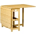 Miniatyrbillede 6 af 6: Rootz Foldebord - Spisebord - To foldbare sider - To hylder - Justerbare fødder - Bambus - 149,5 x 80 x 73,5 cm