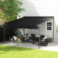 Miniatyrbild 2 av 7: Rootz Pergola - Solskydd - Väderbeständig - Handvev - Justerbart skjuttak - Stål+polyester - Mörkgrå - 396L x 302W x 210/280H cm