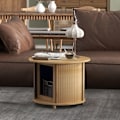 Miniatyrbillede 8 af 11: Rootz Round Side Bord - Kaffe Round Table - Bambus Sofa Bord - Skjult opbevaring, skydedør - Ø60 x 45 cm, holder 20 kg