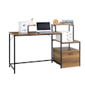 Miniatyrbillede 1 af 8: Rootz Desk Study Table - Workstation - Office Desk - Ample Storage - 143x90x50 cm - Metal Frame - Brown Black Painted