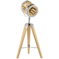 Miniatyrbillede 1 af 7: Rootz Bordlampe - Sengelampe - Stativlampe - Træstativramme - Spotlight Design - Natur/Sølv - 30 cm x 30 cm x 68 cm