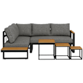 Miniatyrbillede 1 af 7: Rootz udendørs siddegruppe - 5-delt Loungemøbler - Havemøbelsæt - Sofabord - Siddehynder - Grå + Natur - 148 cm x 61 cm x 71,5 cm