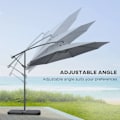 Miniatyrbillede 6 af 8: Rootz Garden Parasol - Cross Base - Vejrbestandig - Solbeskyttelse - Elegant design - Seks Ribber - Cantilever Parasol - Metal-polyester - Grå - 292 c
