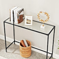 Miniatyrbillede 3 af 7: Rootz Konsolbord - Sort metalglas - Entrébord - Sofabord - Moderne design - 100 cm x 35 cm x 80 cm