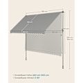 Miniatyrbild 5 av 6: Rootz Clamp-markis med vev - Uteplatstak - Utomhusskydd - Justerbar höjd - 350 cm x 120 cm - Pulverlackerat stål - Aluminiumlegering