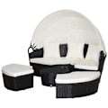 Miniatyrbillede 5 af 11: Rootz Zonne-Island - Loungesæt - Rattan - Baldakin - Siddegruppe - Hynder - Metal - Creme - Sort - 180 x 175 x 147 cm