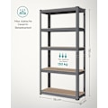 Miniatyrbillede 6 af 7: Rootz Grey Opbevaringsstativ - Reol - Metalstativ - Galvaniseret stål - MDF - Heavy Duty - 30 cm x 75 cm x 150 cm - 9,3 kg - 130 kg Hyldekapacitet - 6