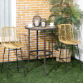 Miniatyrbillede 2 af 6: Rootz sæt med 2 barstole - Boho Design - PE Rattan - Inklusiv fodstøtte - Moderne barstole - Gul + Sort - 42,5 cm x 52 cm x 102 cm