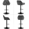 Miniatyrbillede 8 af 8: Rootz Barstol - Bordskammel - Drejelig skammel - Åndbar fløjl - Højdejusterbar - 62,5-84 cm - Mørkegrå/sort - 37 cm x 37,5 cm