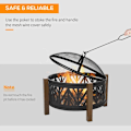 Miniatyrbillede 7 af 11: Rootz 2-i-1 Ildsted - Ildsted med gnistbeskyttelse - Ildsted med grillmad - Grillrist - Have - BBQ - Sort/Brun - Ф78 x 60H cm