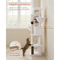 Miniatyrbillede 7 af 7: Rootz Scratching Tree - Cat Tower - Cat Climbing Post - 2 huler & dyser - 175 cm høj, hvid, træspanel, sisal - 57x45x175cm