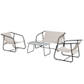 Miniatyrbillede 1 af 7: Rootz Havemøbelsæt - 4-delt - Havemøbler - Loungemøbler - 1 sofa & 2 lænestole - Stål+åndbart mesh - Grå+Flødehvid - 110 x 70 x 70 cm