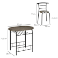 Miniatyrbild 3 av 7: Rootz köksbordsset - matsalsset - 3-delat bistroset - 1 bord - 2 stolar - MDF/metall - Svart - 80 cm x 53 cm x 74,5 cm