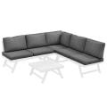 Miniatyrbillede 5 af 6: Rootz 4-delt havesæde Loungemøbler - Hjørnesofa - Sofabord - Siddehynder - Aluminium - Grå + Hvid - 115 cm x 61 cm x 65 cm