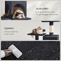 Miniatyrbild 4 av 5: Rootz Cat Scratching Post - Cat Tree - 143 cm High Scratch Tower - Mjukt plyschskydd - 55 x 45 x 143 cm