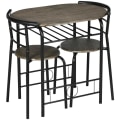 Miniatyrbillede 7 af 7: Rootz køkkenbordssæt - spisestuesæt - 3-delt bistrosæt - 1 bord - 2 stole - MDF/metal - Sort - 80 cm x 53 cm x 74,5 cm
