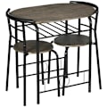 Pikkukuva 7 / 7: Rootz keittiön pöytäsetti - ruokailuryhmä - 3-osainen bistrosetti - 1 pöytä - 2 tuolia - MDF/metalli - Musta - 80 cm x 53 cm x 74,5 cm