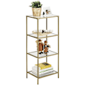 Miniatyrbillede 6 af 7: Rootz 2 Sidebord - Rektangulært glasbord - Guldjernsstel - Badeværelsesskab - Justerbare ben - 40 x 30 x 95 cm (LxBxH)