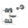 Miniatyrbillede 3 af 10: Rootz PawHut 4-delt kat klatretrinsæt - Kattevæghylder - Katteaktivitetscenter - Robust spånplade - Pladsbesparende design - 40 cm x 28 cm x 73 cm
