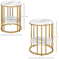 Miniatyrbild 3 av 10: Rootz 2 -bitar Set Round Side Table - kaffebord - marmorutseende - Dubbel lagringsutrymme - Ø45 x 55H cm & Ø40 x 50,5H cm