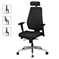 Miniatyrbillede 2 af 8: Rootz Chair Skrivebordsstol Stof Sort Executive Chair Modern - Drejestol med synkron mekanisme - Arbejdsstol med nakkestøtte 120kg - Kontorlænestol, h