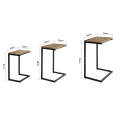 Miniatyrbild 5 av 7: Rootz Set med 3 häckbord - Sidobord - Soffbord - Utrymmesbesparande design - MDF och metall - 46cm x 61cm x 30cm