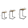 Miniatyrbillede 5 af 7: Rootz sæt med 3 indskudsborde - Sideborde - Sofaborde - Pladsbesparende design - MDF og metal - 46cm x 61cm x 30cm