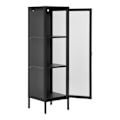 Pikkukuva 4 / 4: Rootz Slim Display Cabnet - Glass Showcase - Teräs Curio -kaappi - Tilaa säästävä muotoilu - 40 cm x 35cm x 140cm musta
