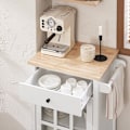 Miniatyrbillede 5 af 8: Rootz Køkkenvogn - Serveringsvogn - Sidevogn - Mobil opbevaringsenhed - Justerbar hylde - Håndklædestang - Nem mobilitet - 62 cm x 87,5 cm x 45,5 cm